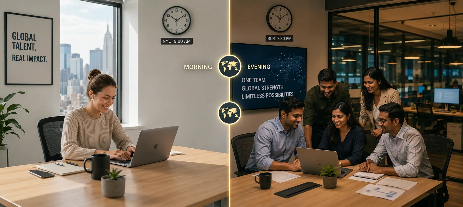 USA and India time zone overlap — hire remote staff for USA companies with real-time collaboration